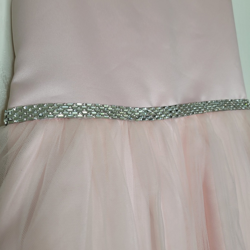 NWT Petite Adele Girls Pink Ball Gown Dress 7-8 Beaded Rhinestone Formal **FLAW - Picture 4 of 11